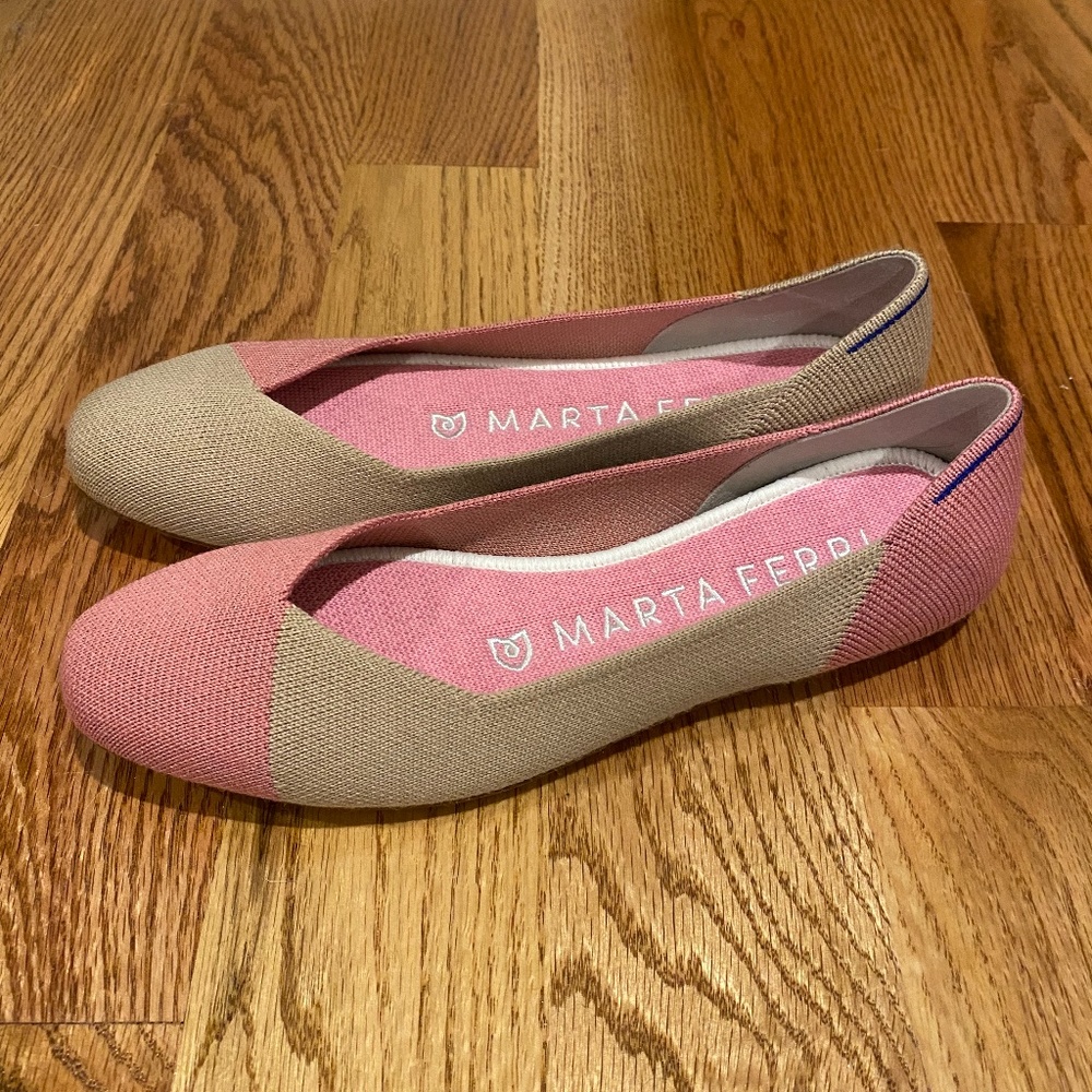 Rothys x Marta Ferri pink camel flats